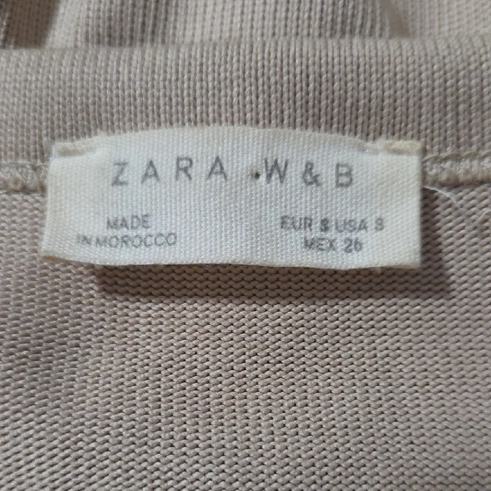 Zara W&B Lace Up Corset Top Long Sleeve Beige S